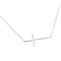 Silver 925 Rhodium Plated Plain Sideways Solid Cross Pendant Necklace - BGP00820 | Silver Palace Inc.