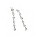 Silver 925 Rhodium Plated Round and Square Clear CZ Dangling Stud Earrings - BGE00416 | Silver Palace Inc.