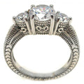 Silver 925 Rhodium Plated Round Past Present Future CZ Ring - BGR00852 | Silver Palace Inc.