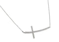 Silver 925 Rhodium Plated Sideways Cross CZ Necklace - BGP00668 | Silver Palace Inc.