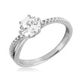 Silver 925 Rhodium Plated Twisted CZ Shank Round Center Stone Ring - BGR01069 | Silver Palace Inc.