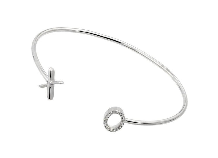Silver 925 Rhodium Plated X O Clear CZ Bracelet - STB00512 | Silver Palace Inc.