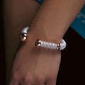 Silver 925 Rose Gold Plated Open White Silk Cord Italian Bracelet - ITB00139RGP-WHITE