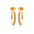 Silver 925 Rose Gold Rhodium Plated Round CZ Hoop Earrings - BGE00277 | Silver Palace Inc.