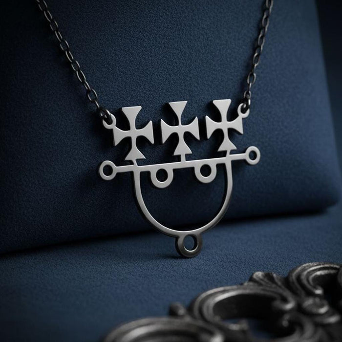 Close view of the Sitri Seal Sigil pendant showing the straight bar, circular details, open lower frame, and bottom loop