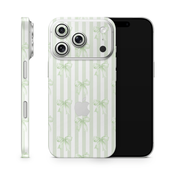 Soft Green Bows Apple iPhone Decal Skins