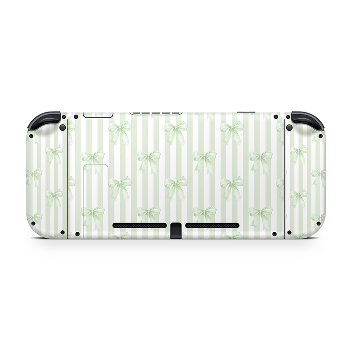 Soft Green Bows Nintendo Switch Decal Skin
