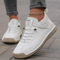 Baskets femme en cuir à enfiler élastique, bout large et semelle EVA 10
