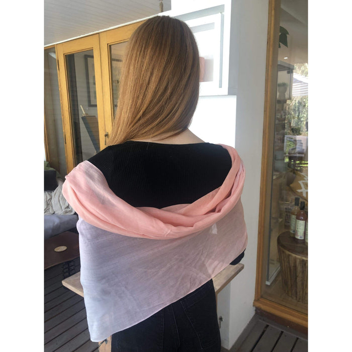 Scarves Australia Fashion Scarves Soft Apricot Pink to Grey Ombre Scarf Cotton