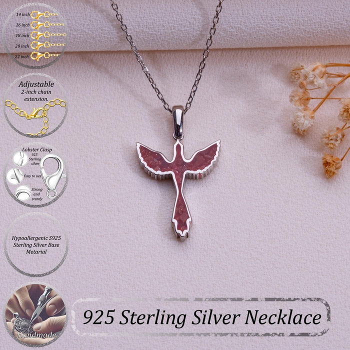 Sunstone jasper dove necklace with length, clasp, extender, and material graphic