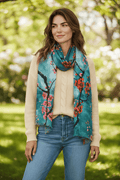 Scarves Australia Fashion Scarf Teal Cherry Blossom Scarf