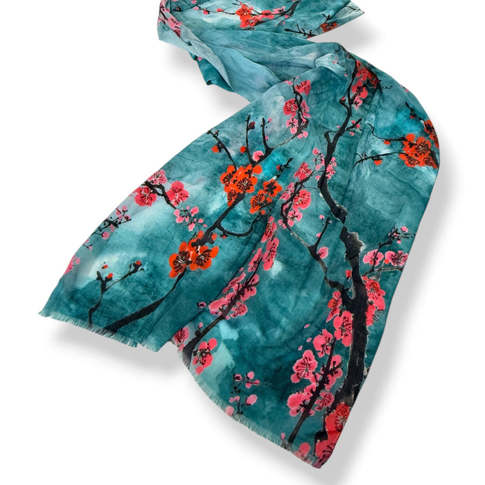 Scarves Australia Fashion Scarf Teal Cherry Blossom Scarf