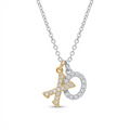 Two Tone 925 Sterling Silver XO Pendant Necklace - BGP00951