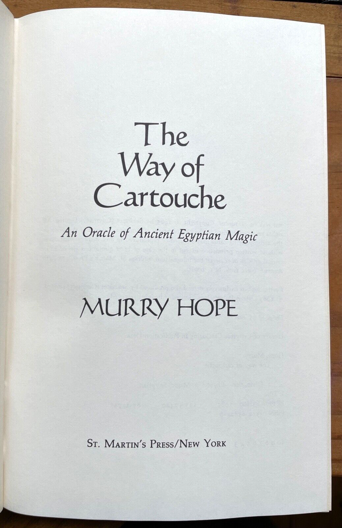 WAY OF THE CARTOUCHE - Murry Hope, 1st 1985 - ANCIENT EGYPT ORACLE DIVINATION