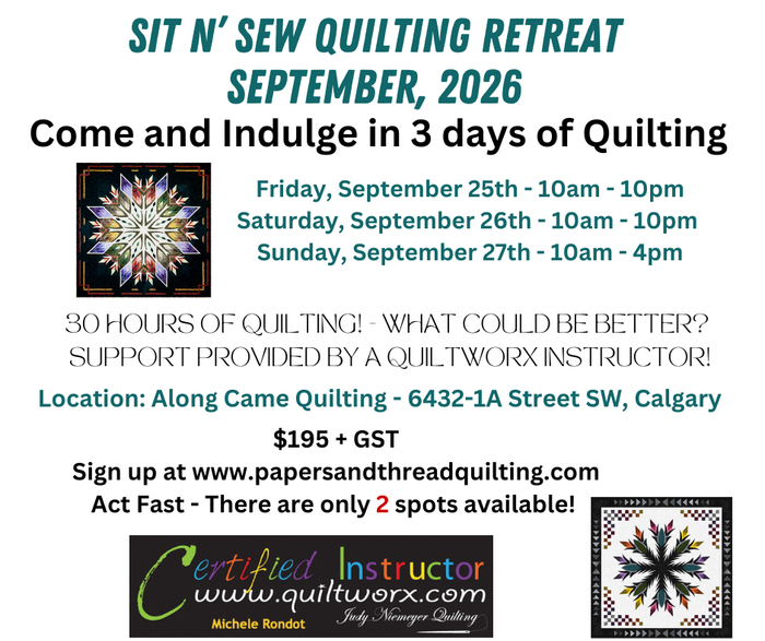 Weekend Quiltworx Sit N' Sew Quilting Retreat - September 25th, 2026 - September 27th, 2026